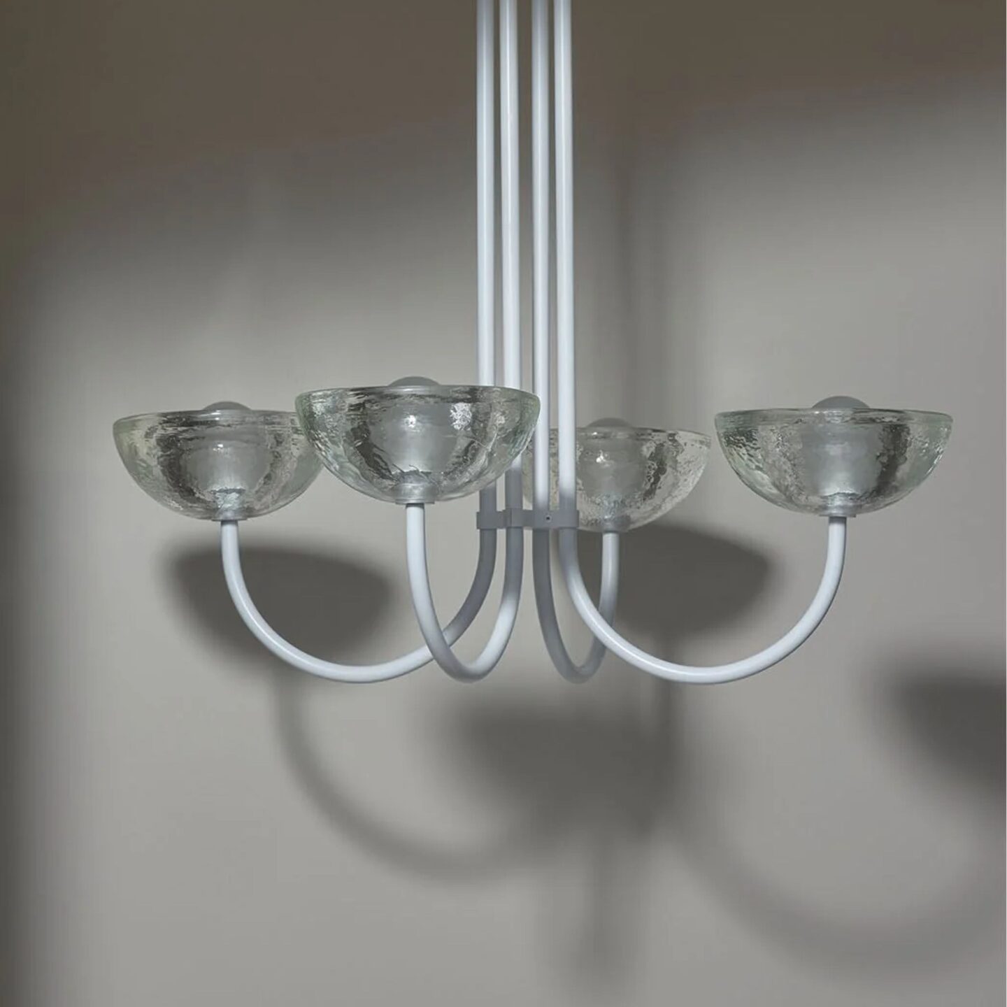 Aurelia Chandelier Quad Large Cast Glass & White Satin